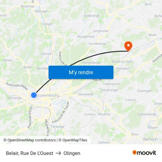 Belair, Rue De L'Ouest to Olingen map