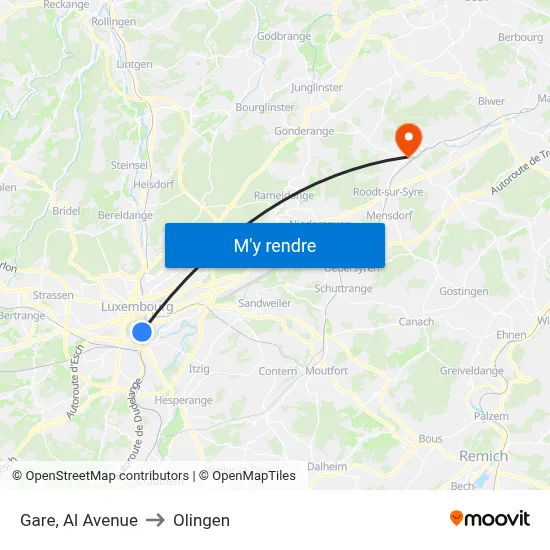 Gare, Al Avenue to Olingen map