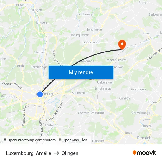 Luxembourg, Amélie to Olingen map