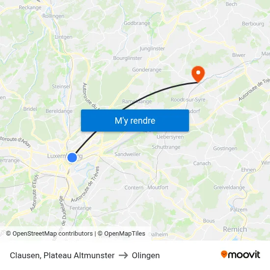 Clausen, Plateau Altmunster to Olingen map