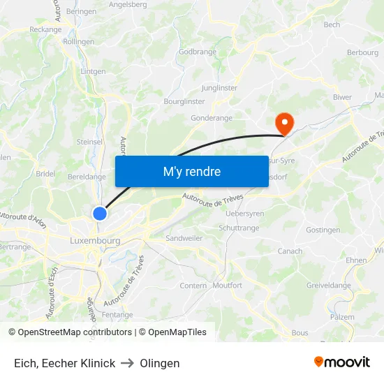 Eich, Eecher Klinick to Olingen map