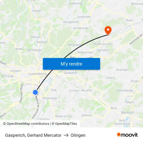 Gasperich, Gerhard Mercator to Olingen map