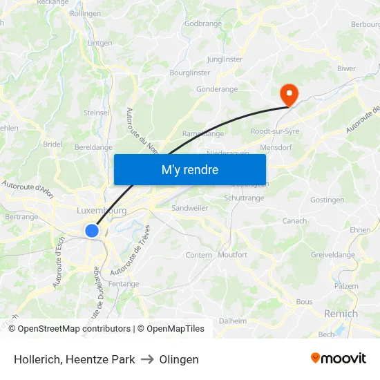 Hollerich, Heentze Park to Olingen map