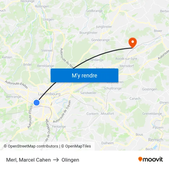 Merl, Marcel Cahen to Olingen map