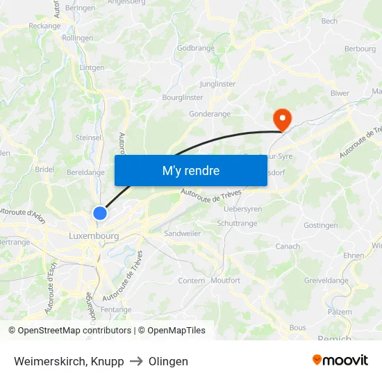 Weimerskirch, Knupp to Olingen map