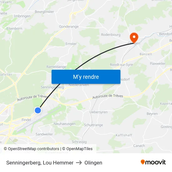 Senningerberg, Lou Hemmer to Olingen map