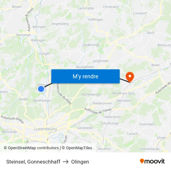 Steinsel, Gonneschhaff to Olingen map