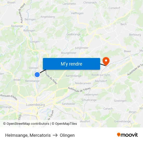 Helmsange, Mercatoris to Olingen map