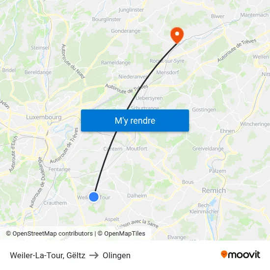Weiler-La-Tour, Gëltz to Olingen map