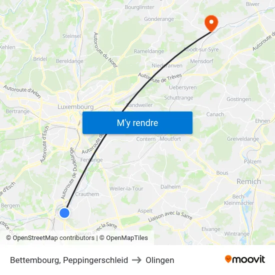Bettembourg, Peppingerschleid to Olingen map