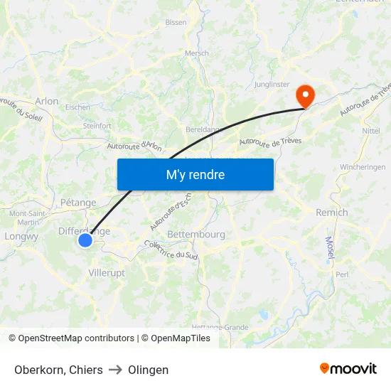 Oberkorn, Chiers to Olingen map