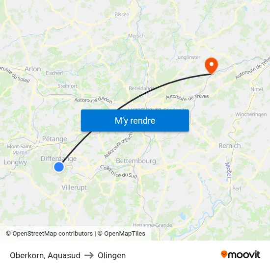 Oberkorn, Aquasud to Olingen map