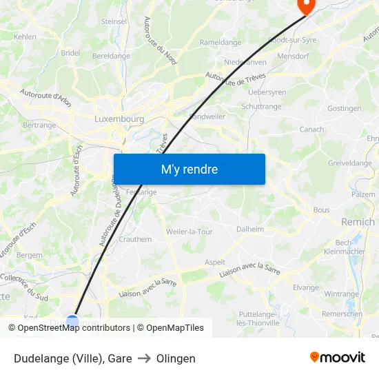 Dudelange (Ville), Gare to Olingen map