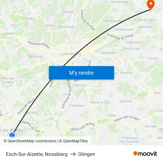 Esch-Sur-Alzette, Nossbierg to Olingen map