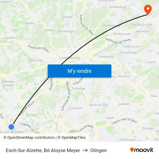 Esch-Sur-Alzette, Bd Aloyse Meyer to Olingen map