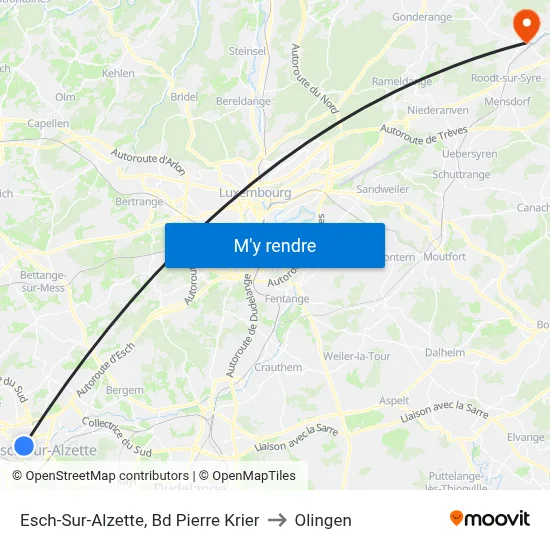 Esch-Sur-Alzette, Bd Pierre Krier to Olingen map