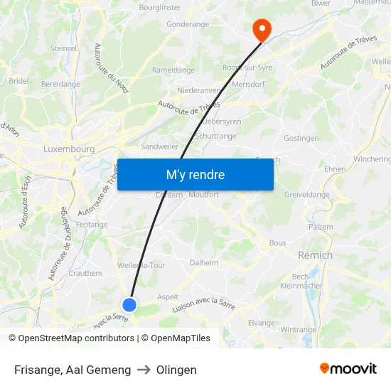 Frisange, Aal Gemeng to Olingen map