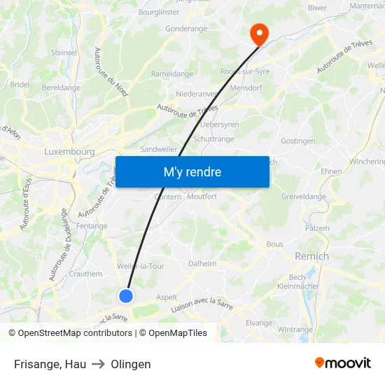 Frisange, Hau to Olingen map