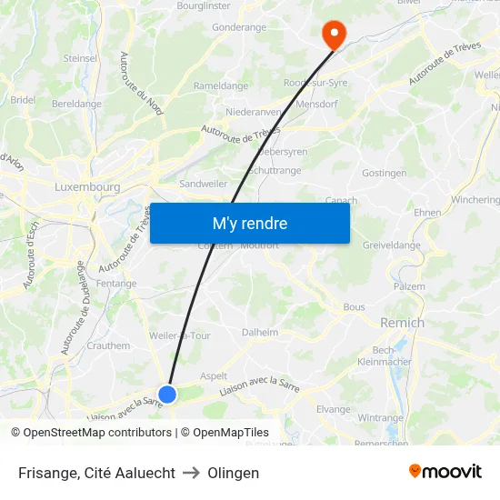 Frisange, Cité Aaluecht to Olingen map