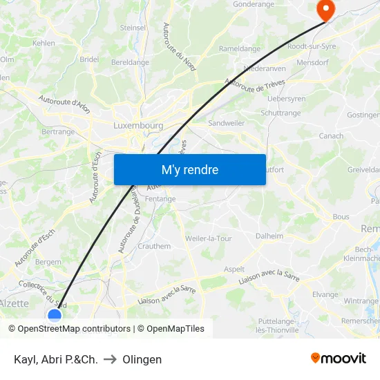 Kayl, Abri P.&Ch. to Olingen map