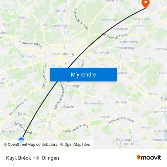 Kayl, Bréck to Olingen map
