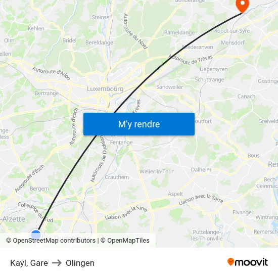 Kayl, Gare to Olingen map