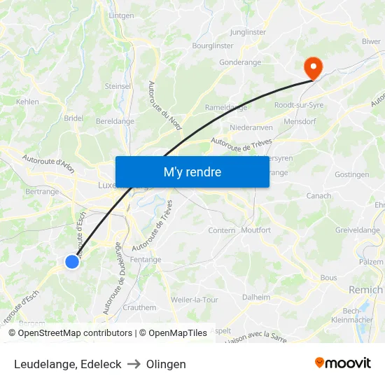 Leudelange, Edeleck to Olingen map