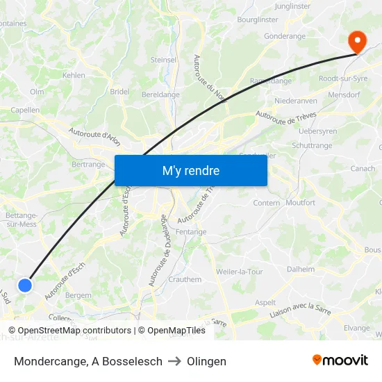 Mondercange, A Bosselesch to Olingen map