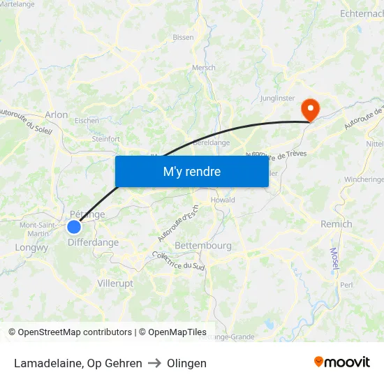 Lamadelaine, Op Gehren to Olingen map
