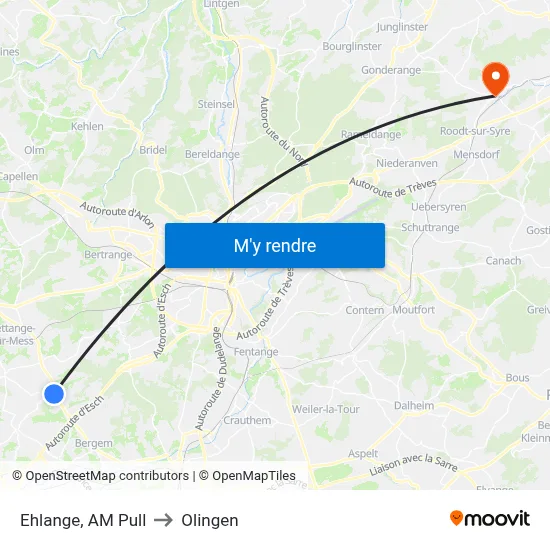 Ehlange, AM Pull to Olingen map