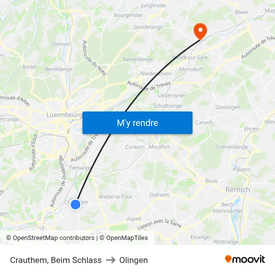 Crauthem, Beim Schlass to Olingen map