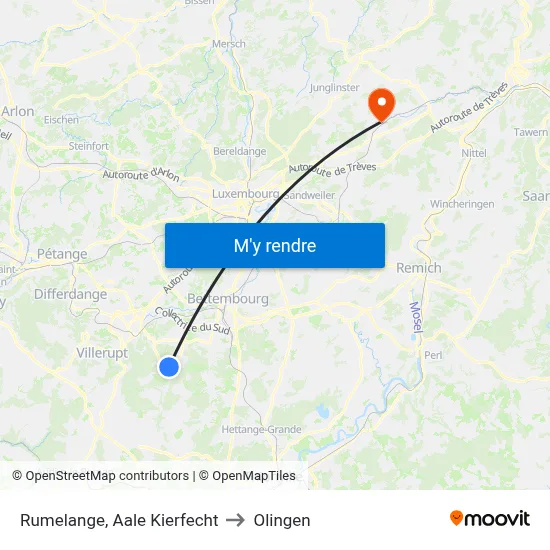 Rumelange, Aale Kierfecht to Olingen map