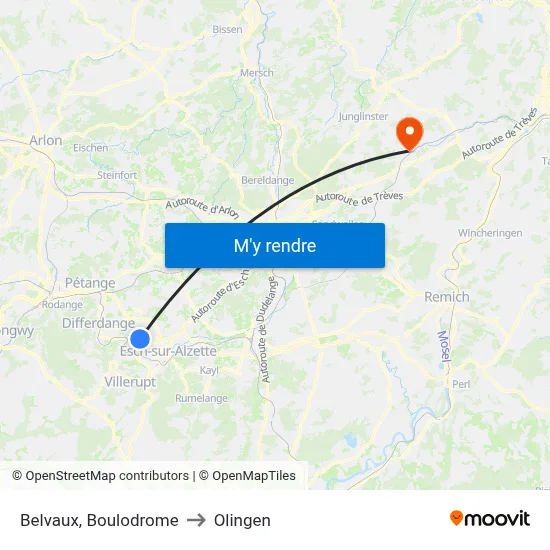 Belvaux, Boulodrome to Olingen map