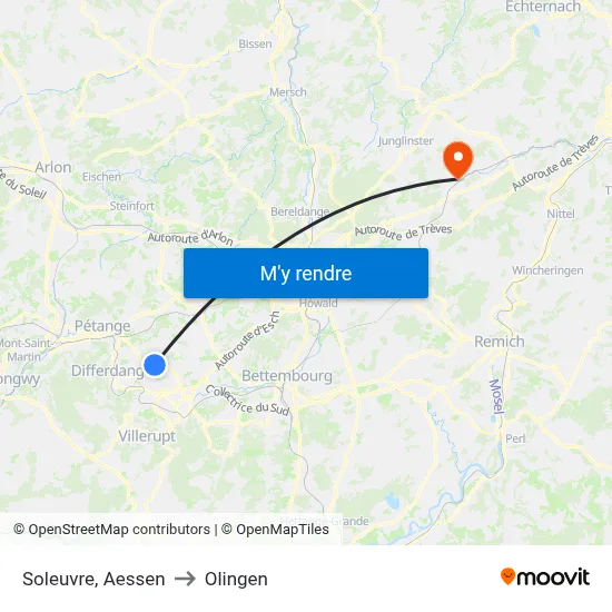 Soleuvre, Aessen to Olingen map