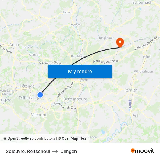 Soleuvre, Reitschoul to Olingen map