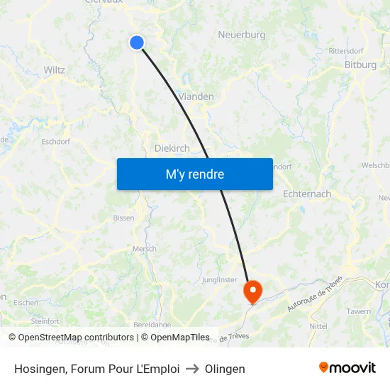 Hosingen, Forum Pour L'Emploi to Olingen map