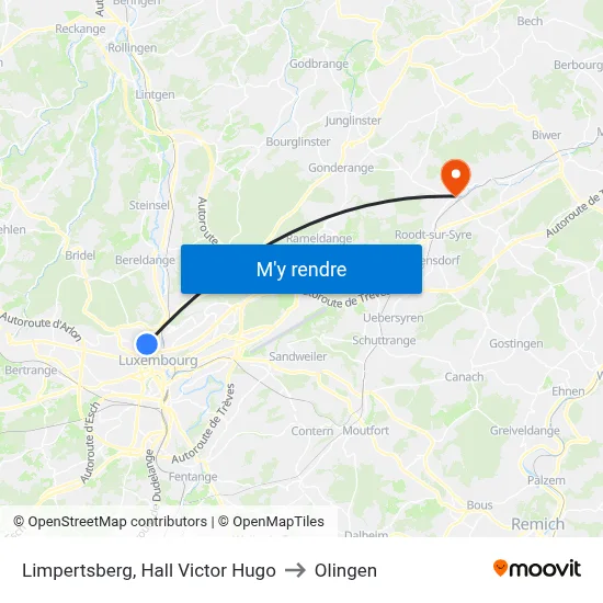 Limpertsberg, Hall Victor Hugo to Olingen map