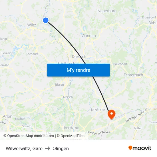 Wilwerwiltz, Gare to Olingen map