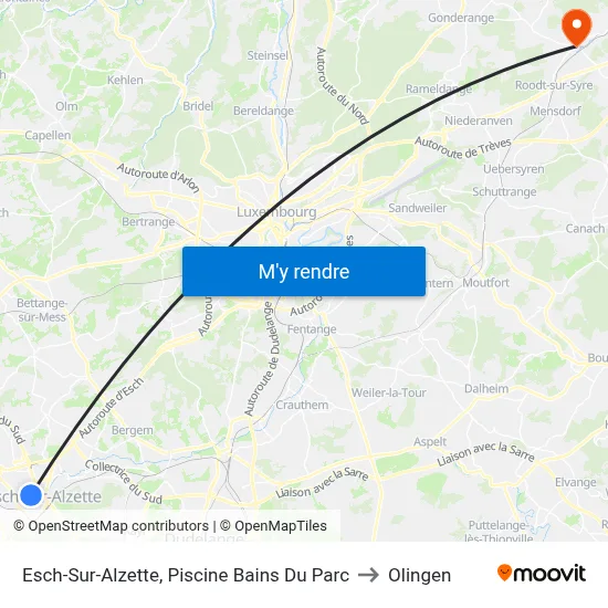 Esch-Sur-Alzette, Piscine Bains Du Parc to Olingen map