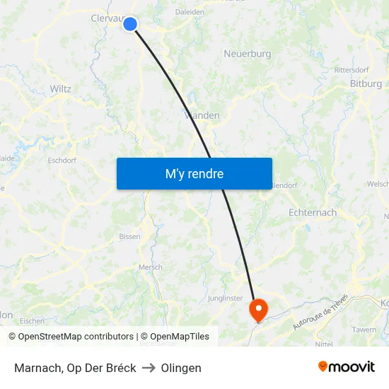 Marnach, Op Der Bréck to Olingen map
