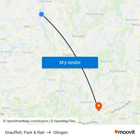 Drauffelt, Park & Rail to Olingen map