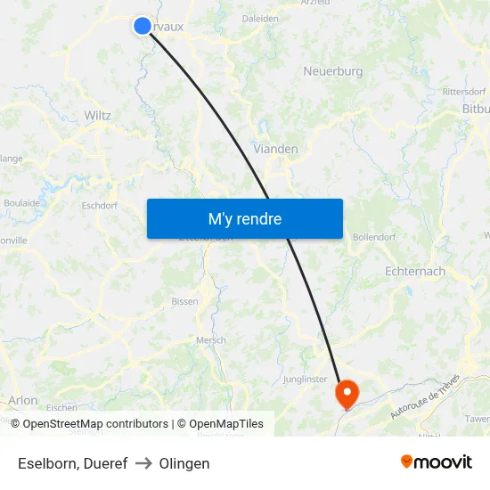 Eselborn, Dueref to Olingen map