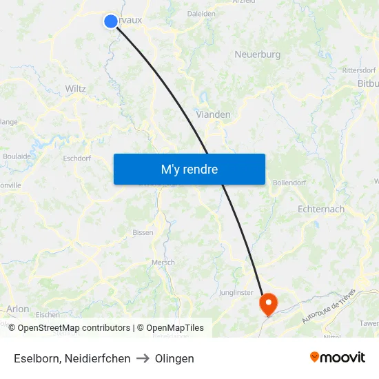 Eselborn, Neidierfchen to Olingen map