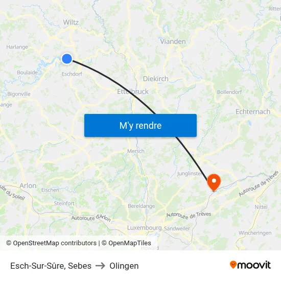 Esch-Sur-Sûre, Sebes to Olingen map