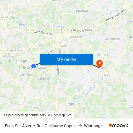 Esch-Sur-Alzette, Rue Guillaume Capus to Wintrange map