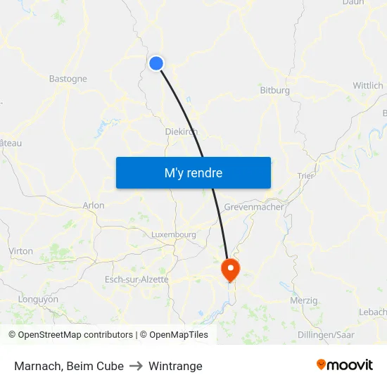 Marnach, Beim Cube to Wintrange map
