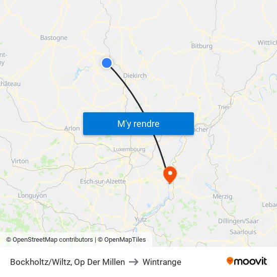 Bockholtz/Wiltz, Op Der Millen to Wintrange map