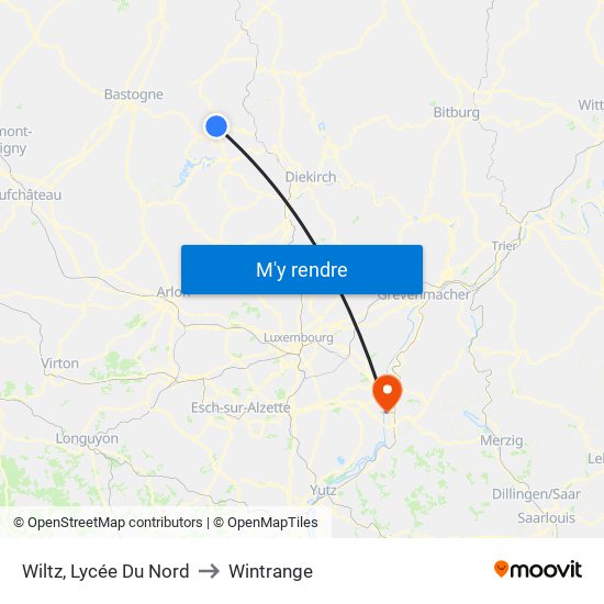 Wiltz, Lycée Du Nord to Wintrange map