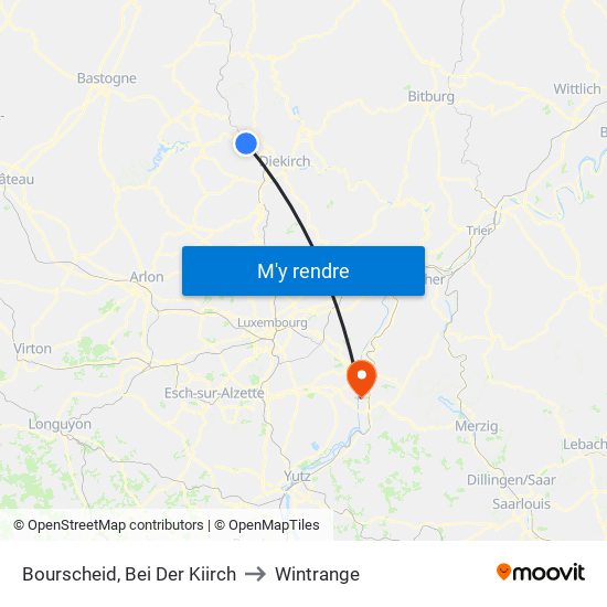 Bourscheid, Bei Der Kiirch to Wintrange map