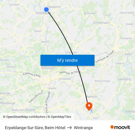 Erpeldange-Sur-Sûre, Beim Hôtel to Wintrange map